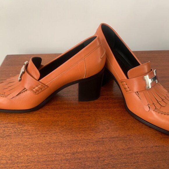 Hermes NWT Elysee 70 Leather Pumps Heeled Loafers Brown Size US 6.5 / EU 37 - Picture 11 of 13